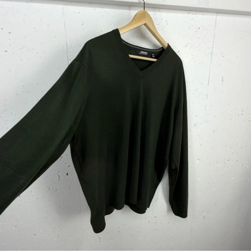 Murano Men’s Size XXL Dark Green V Neck Sweater - Picture 4 of 12